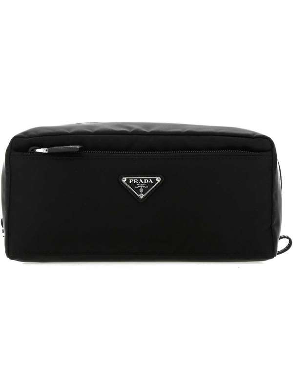 Triangle Logo Black Cosmetic Pouch