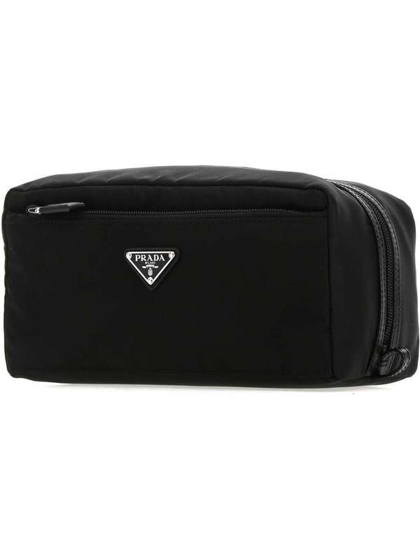 Triangle Logo Black Cosmetic Pouch