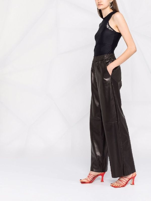 Banding Lambskin Wide Pants