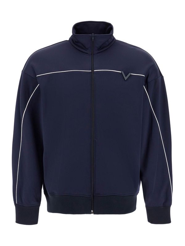 V Logo Navy Track Jacket