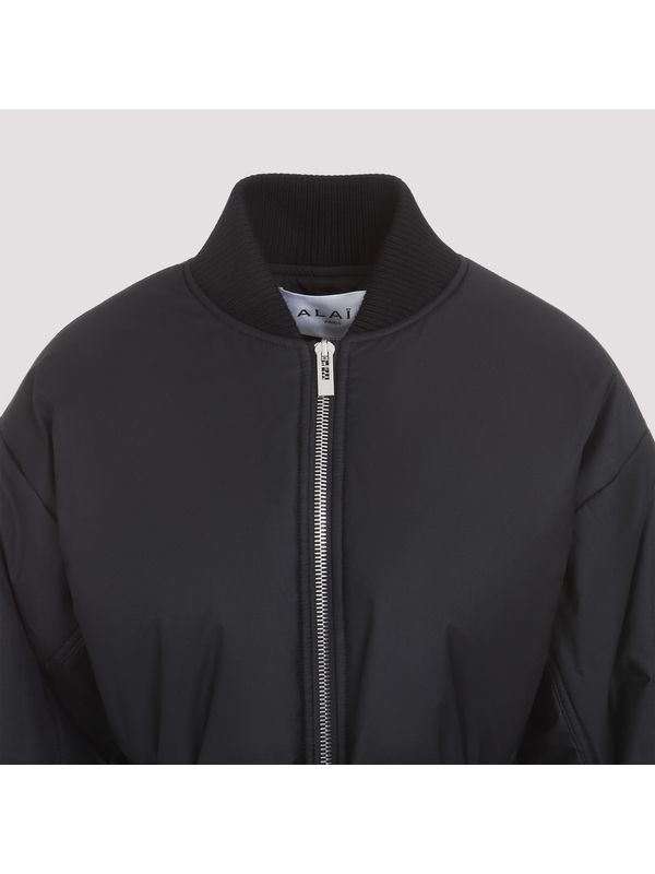 Belt Detail Cotton Nylon Bomber Jacket