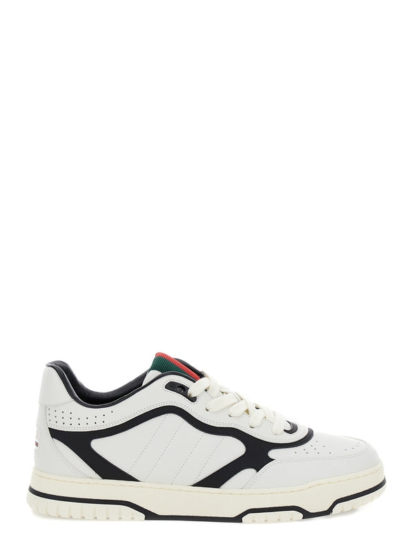 'Gucci Re-Web' White and Black Low Top Sneakers in Leather Man Low top Sneakers