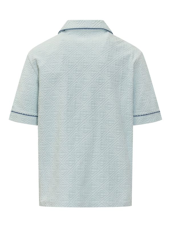 Monogram Logo Embroidery Towel Cotton Short Sleeve Shirt