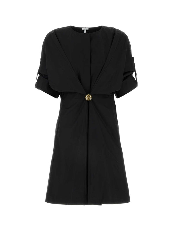 卵石色棉质迷你连衣裙