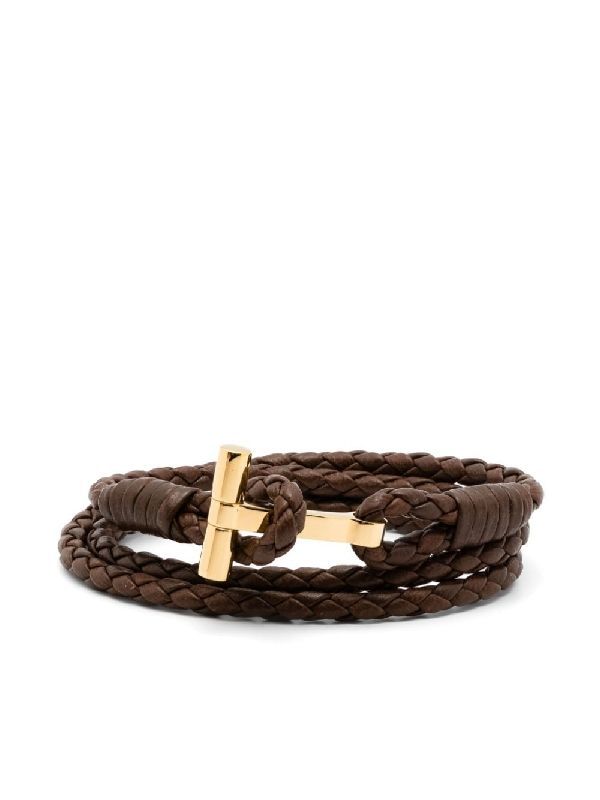 T Braid Leather Bracelet