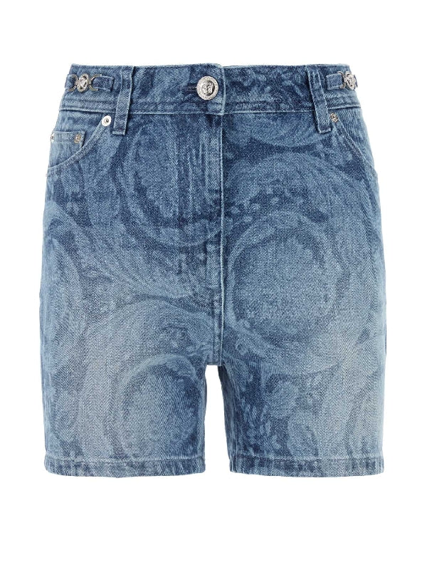 Baroque Printing Denim Shorts