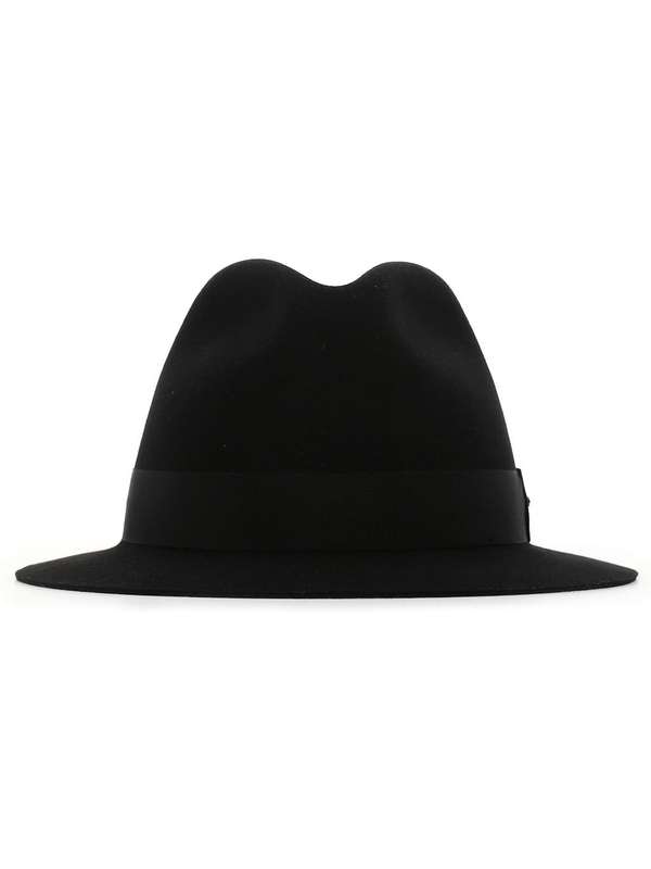 Logo Trimming Black Fedora Hat