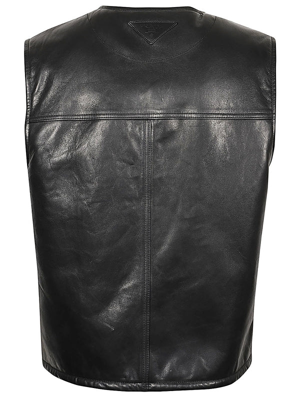 V-Neck Zip
  Leather Vest