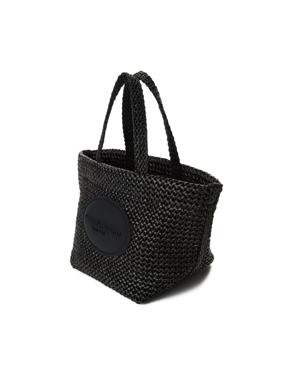 Logo Patch Raffia Small Tote
  Bag