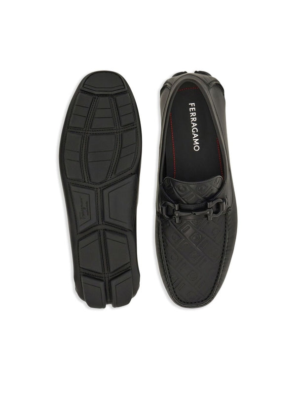 Gancini Logo Leather Driving
  Shoes