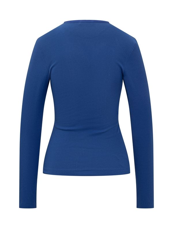 Neckline Detail Ribbed Cotton Long Sleeve Top