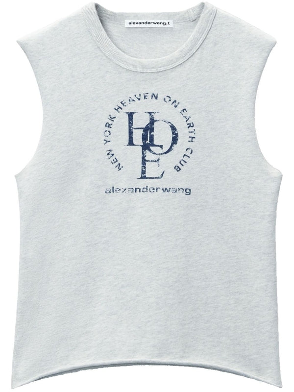 Graphic Printing Crop Cotton Sleeveless Top