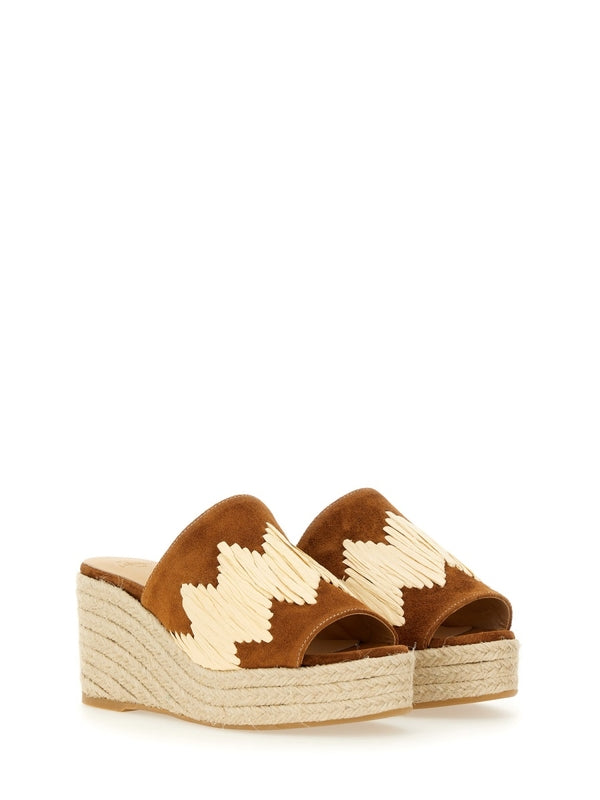 Castañer Brown Beige Wedge Sandals