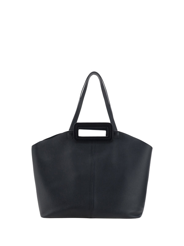 Logo Patch Leather Tote Bag