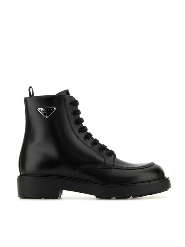 Triangle Logo
  Decoration Leather Lace-Up Boots