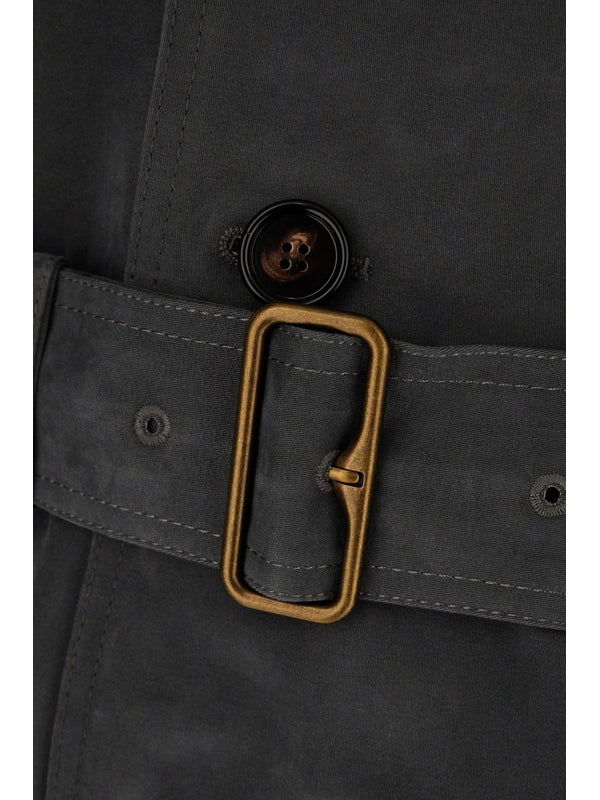 Buckle Belt Cotton Trench Coat