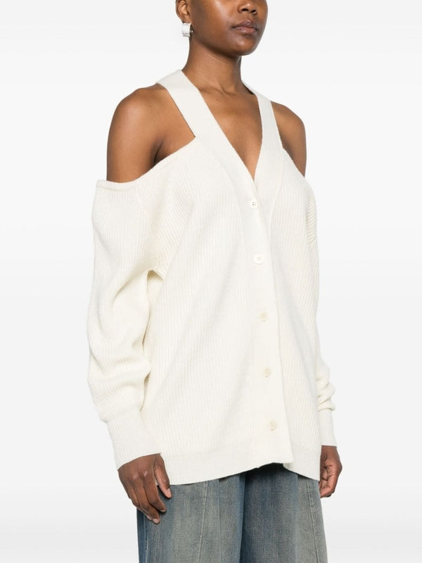 Open Shoulder V-Neck Cardigan