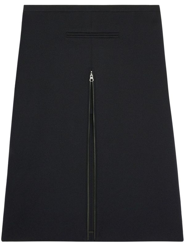 Zipper Detail Midi Skirt