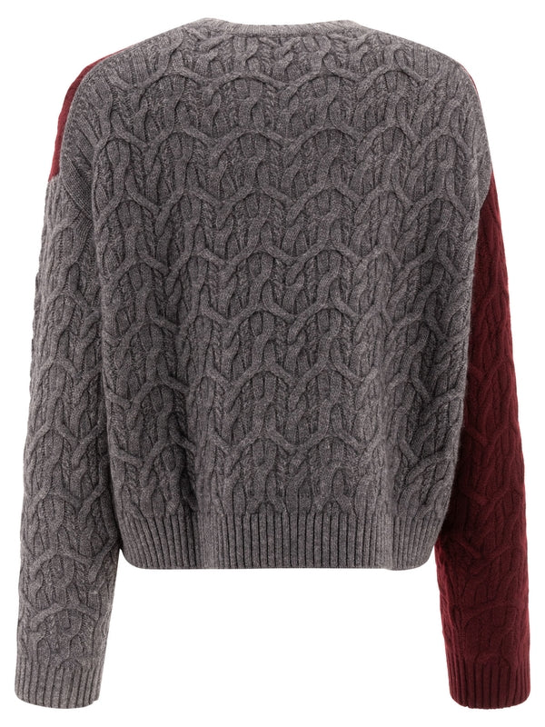 Two-Tone Detail Wool Cashmere Cable Knit