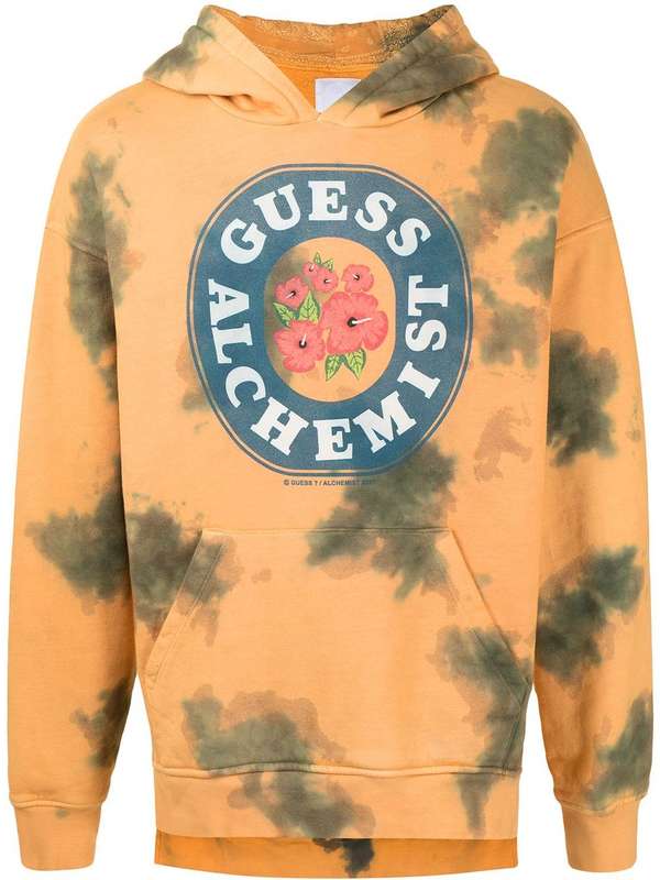 Logo Print Tie-Dye Hoodie