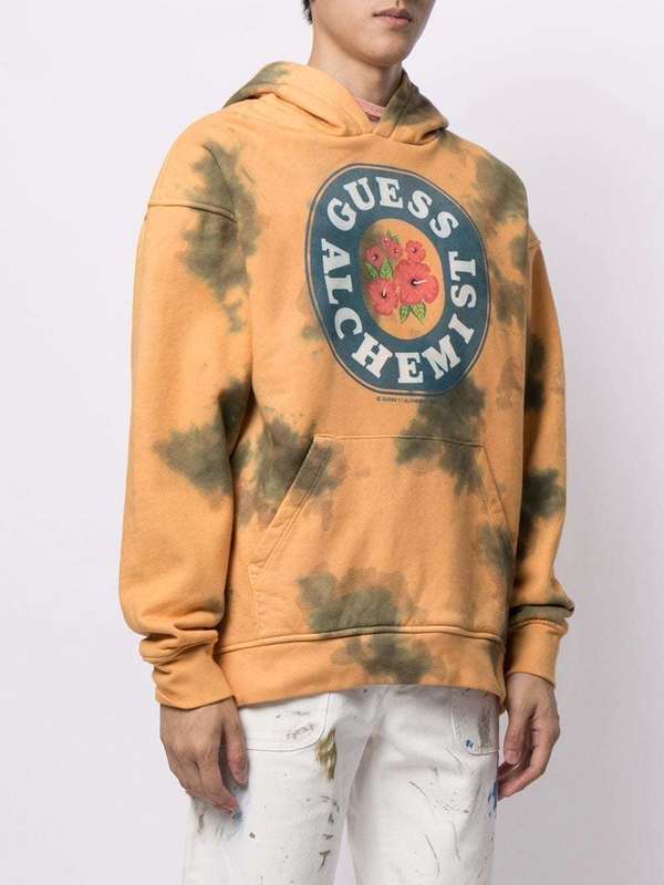 Logo Print Tie-Dye Hoodie