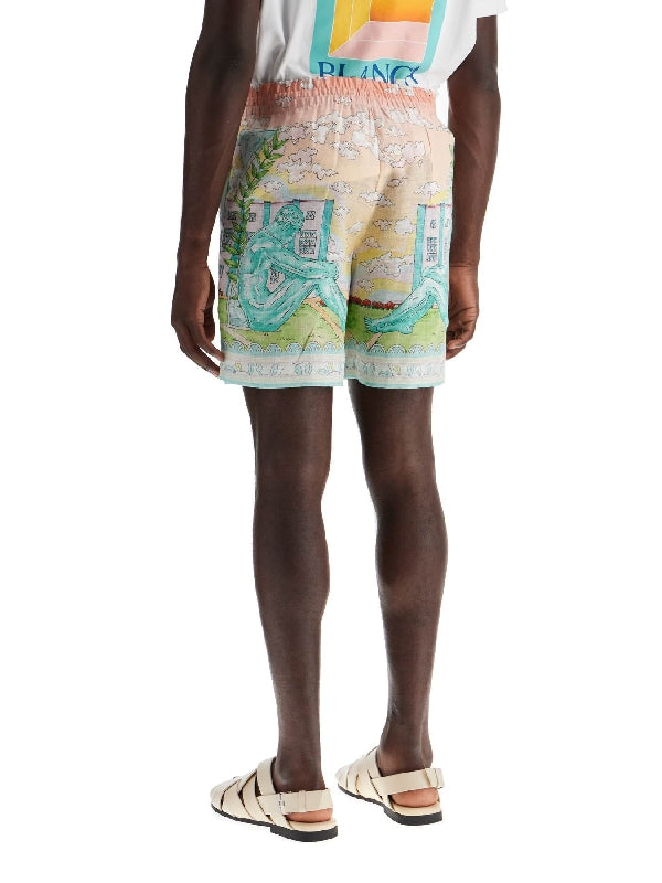 Allover Printed Linen Shorts - Jente