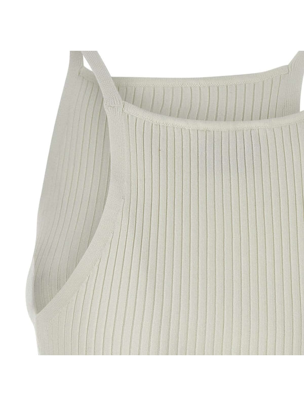 Logo Embroidered Rib Tank Top