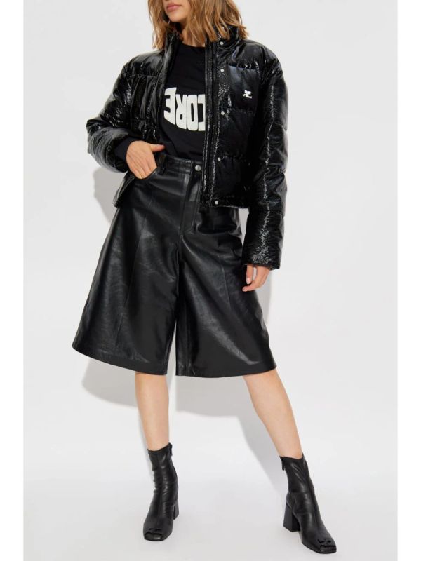 Logo Patch Vinyl High-neck Padded Jacket