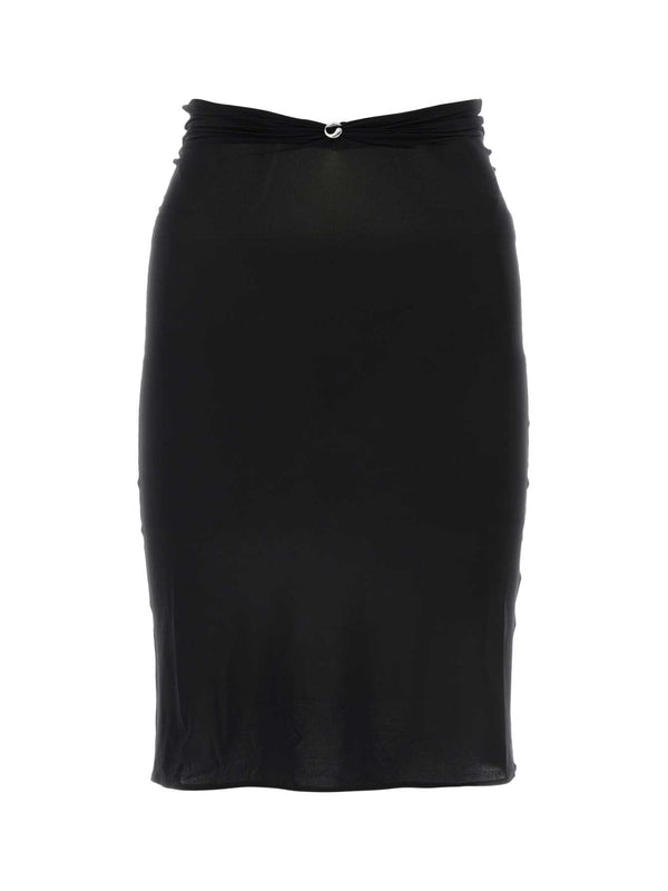 Black Nylon Midi Skirt