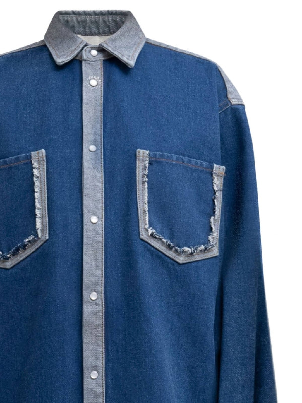 Two Tone Pocket Detail Denim Shirt