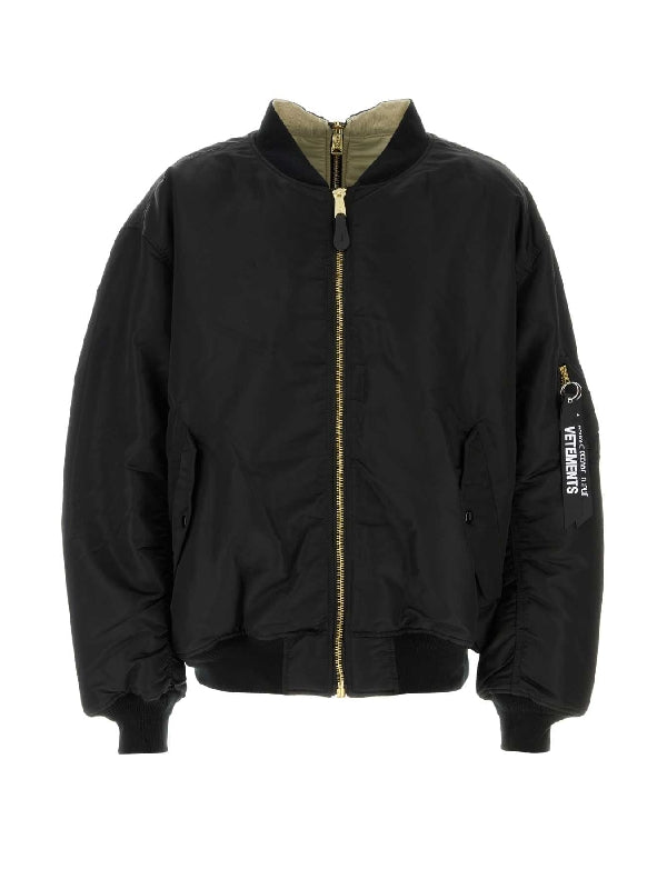 Double Zip Nylon Bomber Jacket