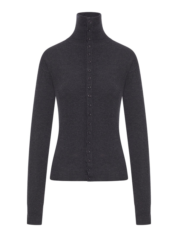 Buttoned Fitted Grey Cardigna