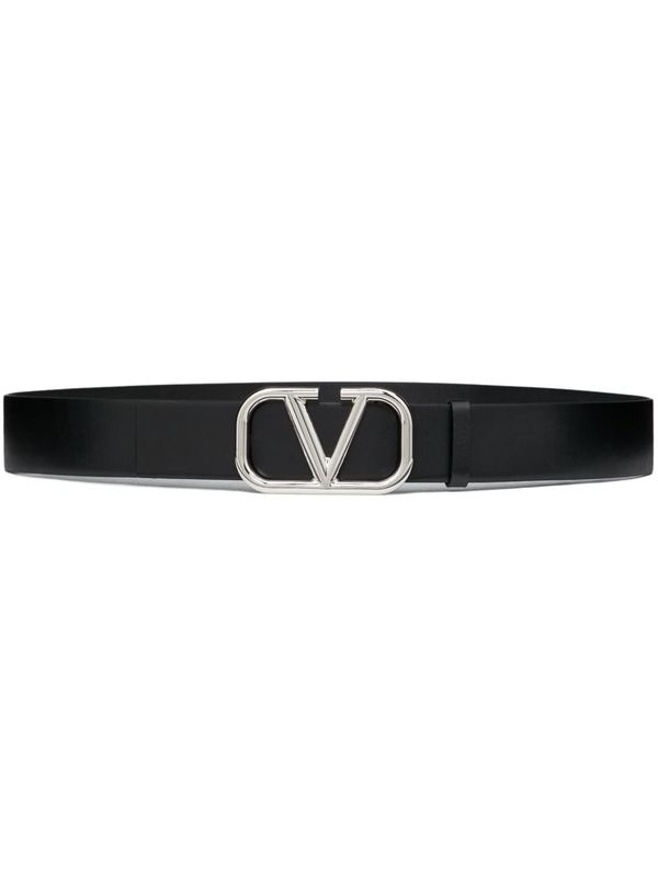 V Logo Leather Belt