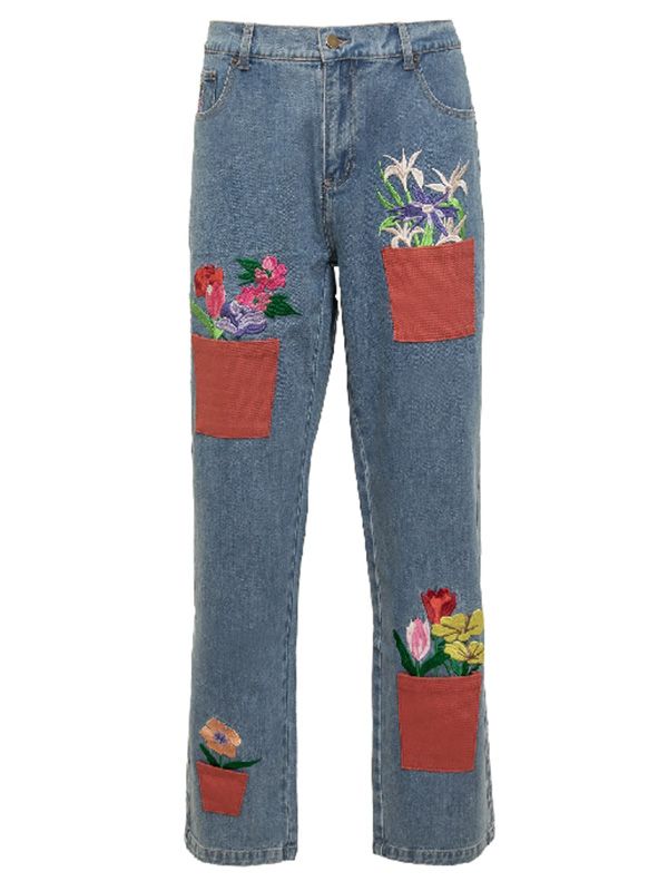 Flower Pot Denim Pants