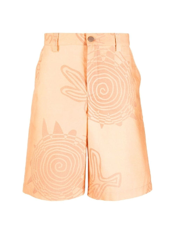 Sun Printing Cotton Bermuda
  Shorts
