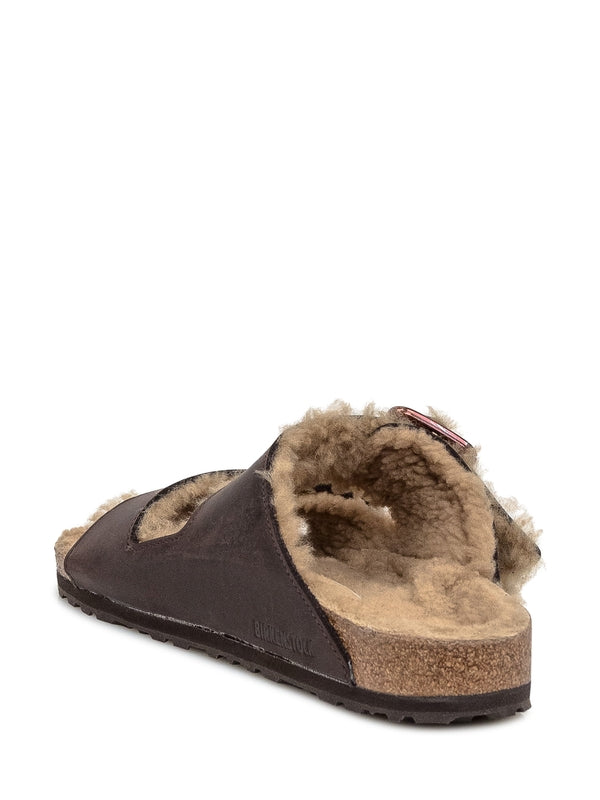 Arizona Buckle Shearling Leather Sandals