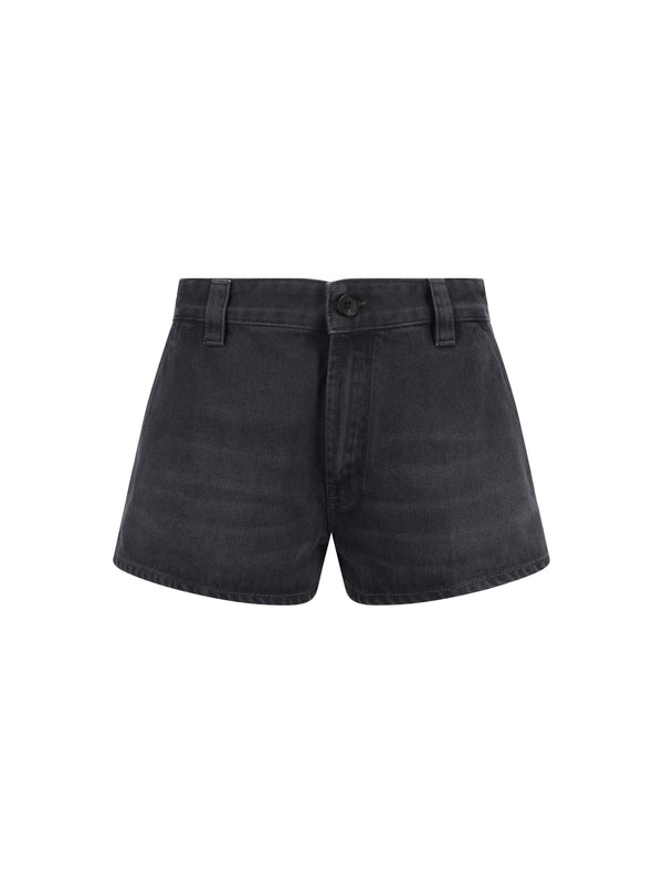 Back Logo Cotton Denim Shorts