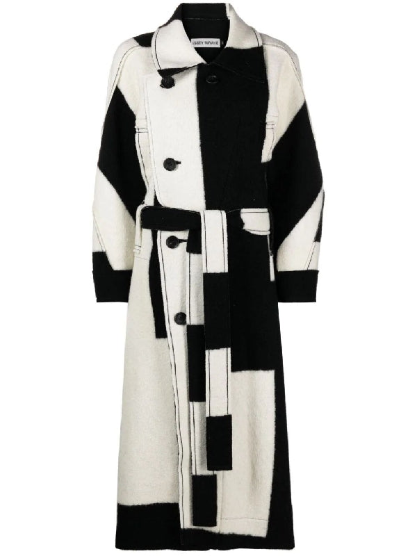 Bicolor Panel Wool Cotton Coat