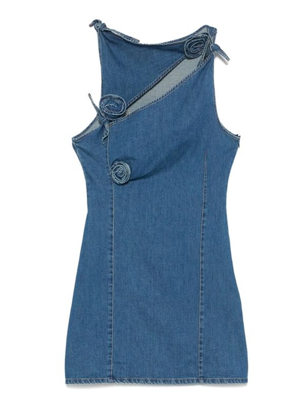 Rose Detail Cut-out Denim Mini
  Dress