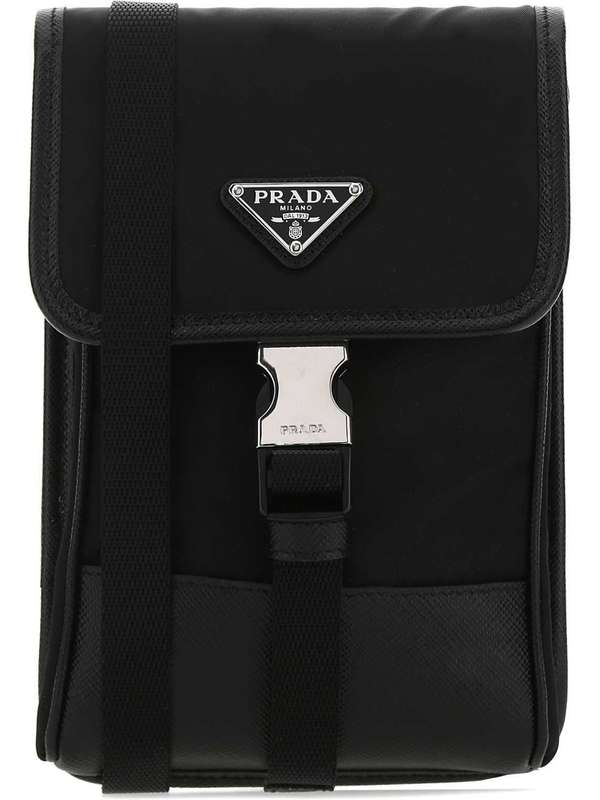 Triangle Logo Buckle Nylon Phone Pouch