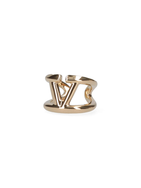 V Logo Gold Tone Ring