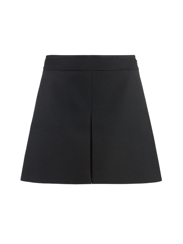 Front Slit Wool Mini Skirt