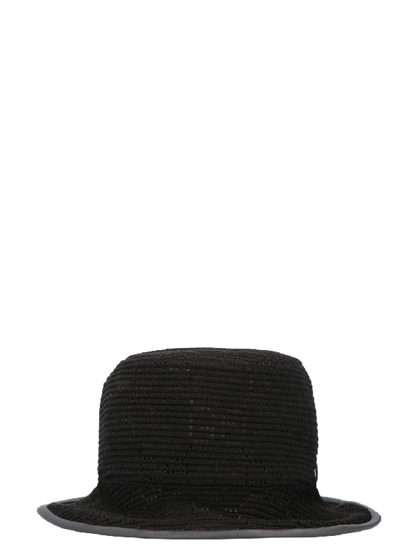 Black Cotton Knit Bucket Hat