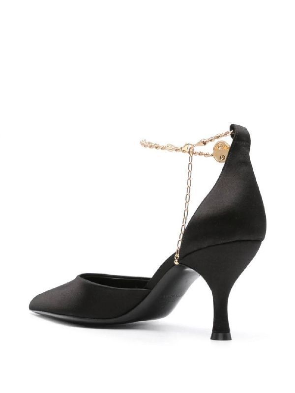 Chain Anklet Satin Sandal Heels