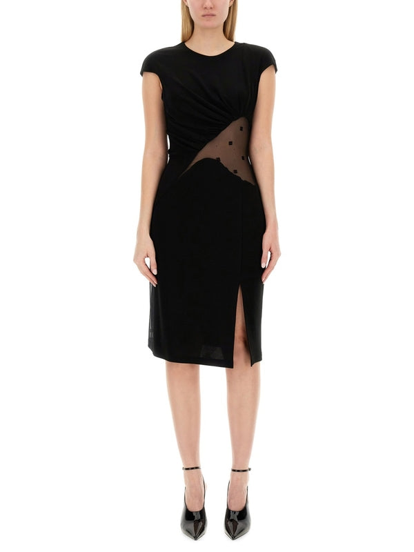 4g Mesh Insert Slit Dress