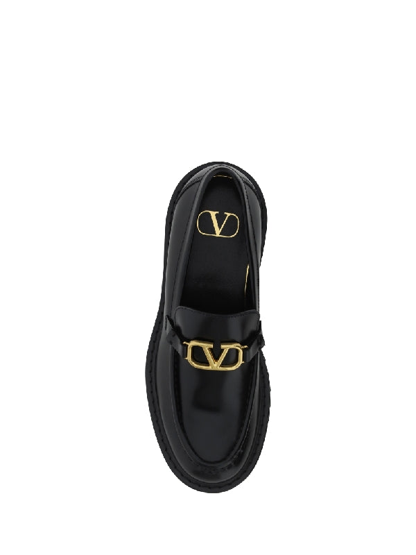 V Logo Calfskin Loafers