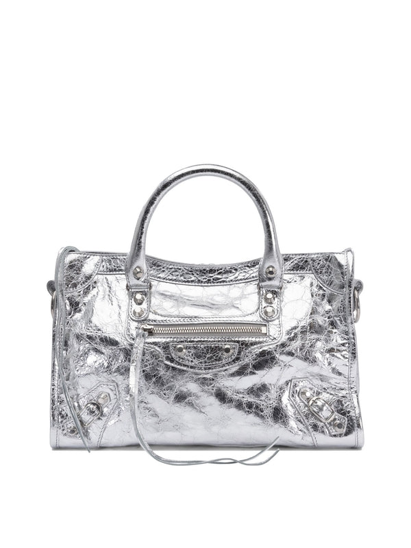 Balenciaga City Small Silver Tote Bags