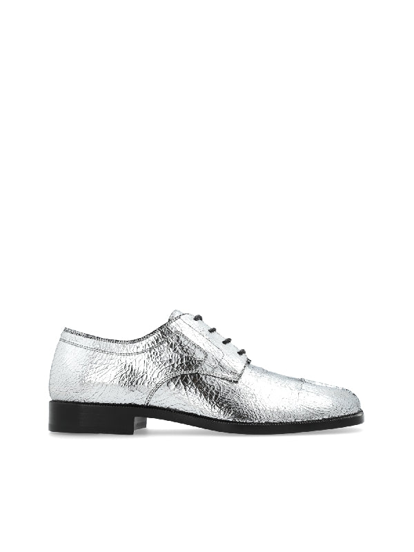 Tabi Metallic Crinkle Leather
  Lace-Up Shoes