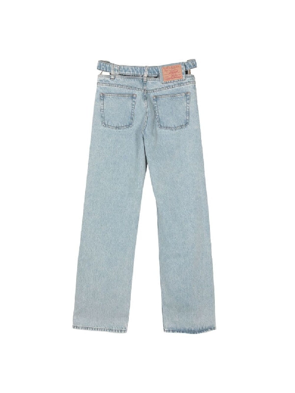 Cutout Waist Denim Pants