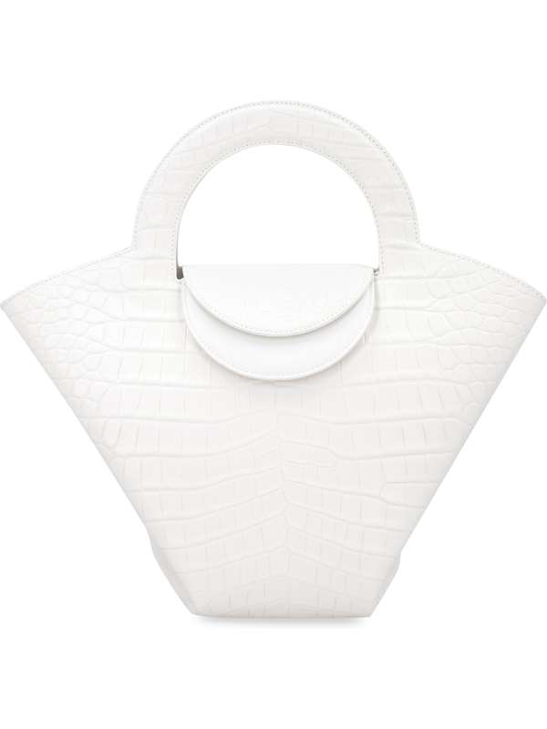 White Croco Calfskin Doll Tote Bag